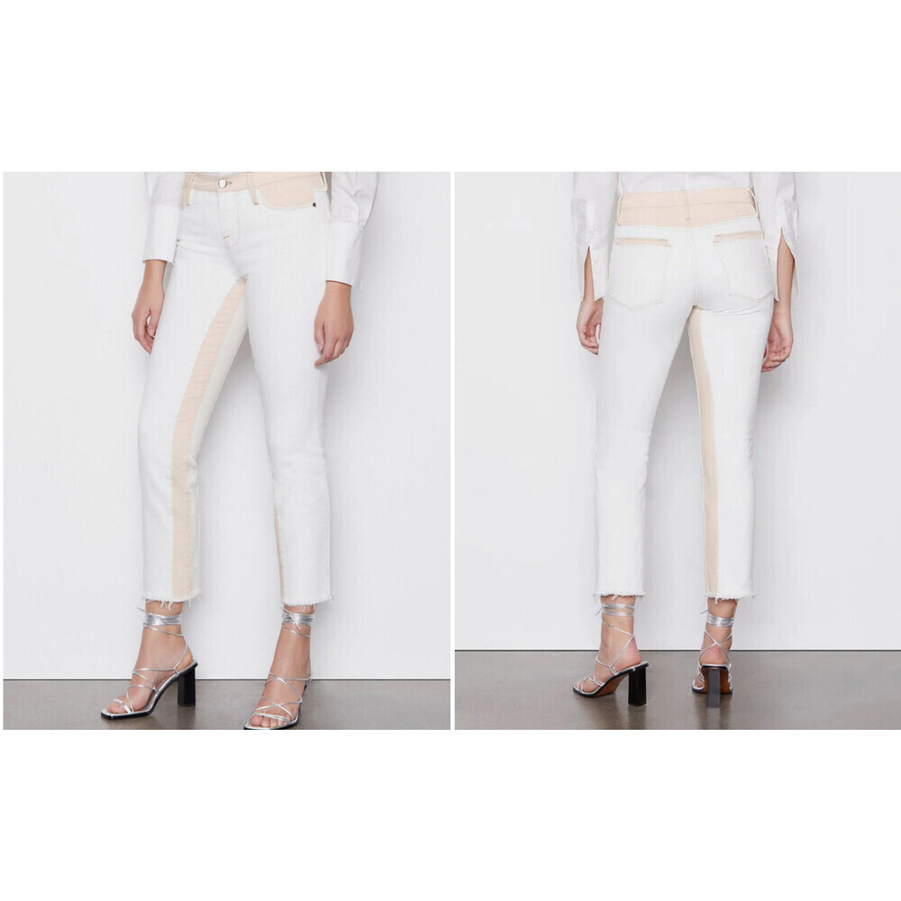 Frame women's Le High Straight Leg Jeans In Blanc Multi Size 27